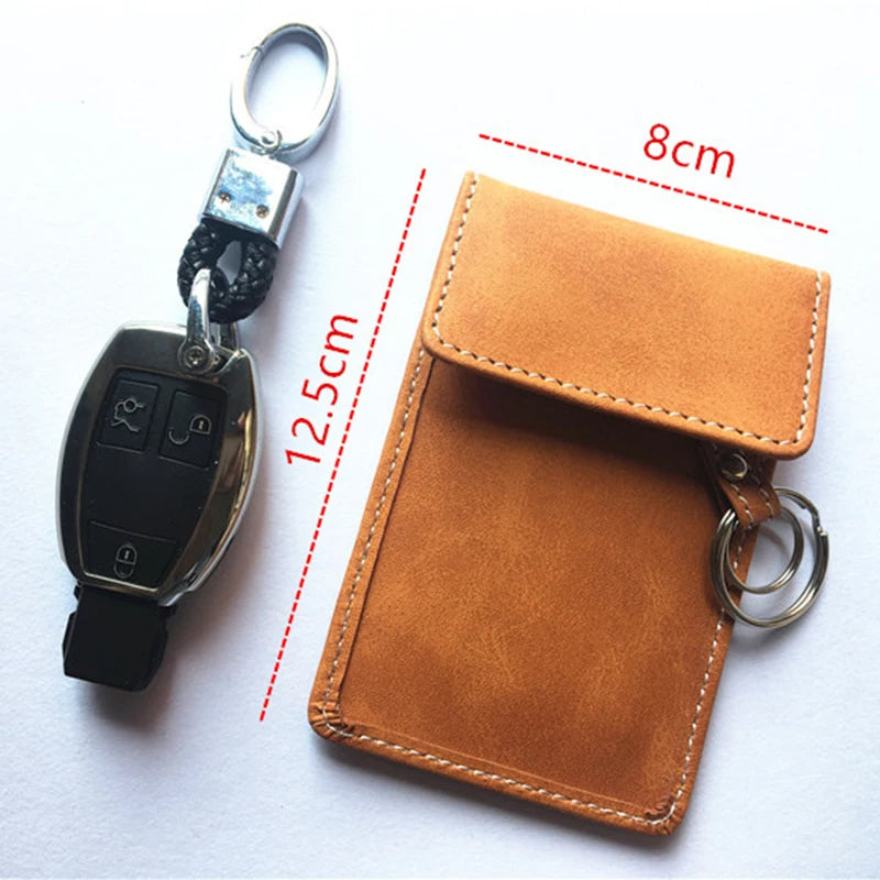 DualGuard Signal Shield: Leather Car Key & Card Protector Wallet